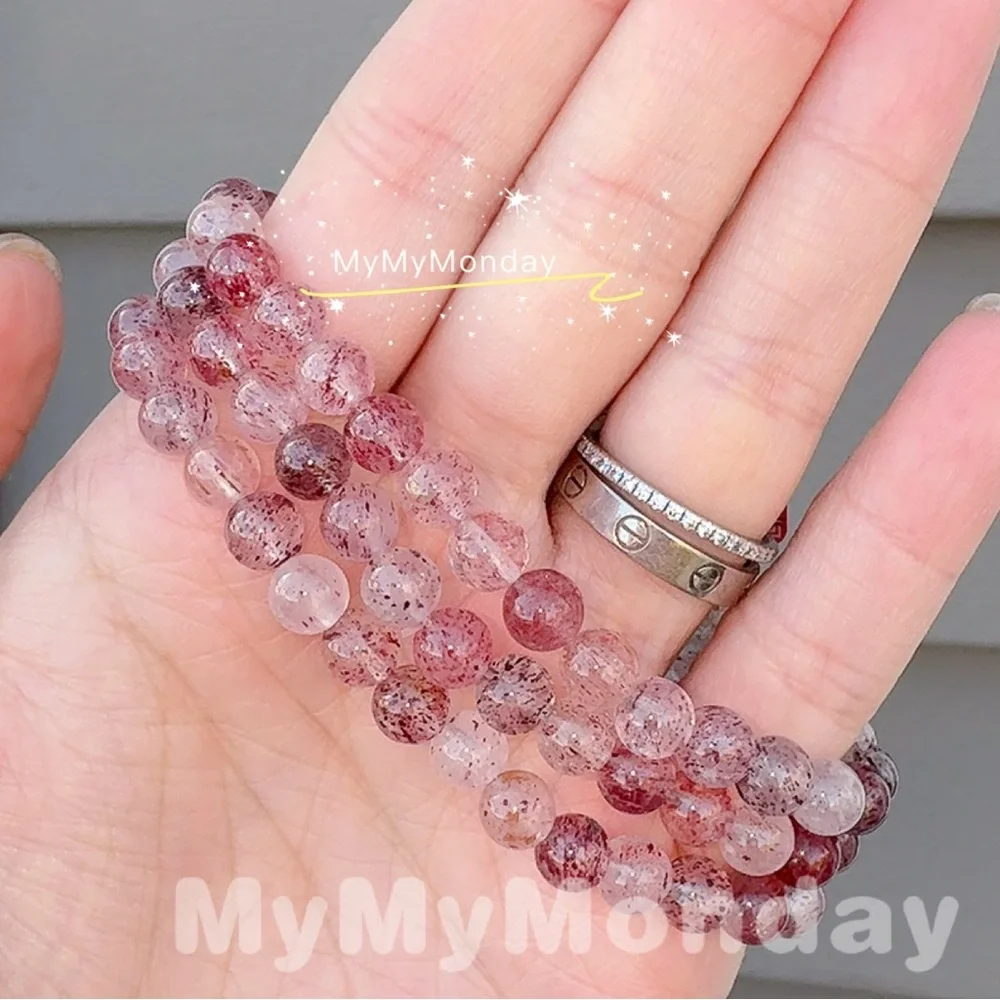 Strawberry Quartz Bracelet 6mm - Picture 2 of 6